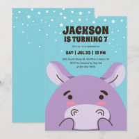 Cute Hippo Cartoon Animal Safari Anniversaire de e