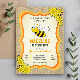 Invitation Cute Honey Bee Anniversaire de enfant Party Invita