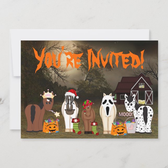 Invitation Cute Horsey Halloween Fêtes Horse Party (Devant)