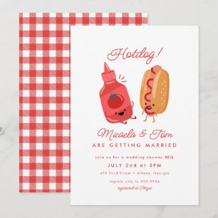 Invitation Cute Hotdog Pique-nique Rouge BBQ Couples Fête des