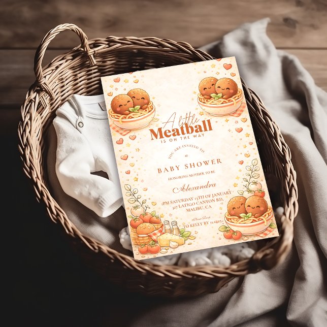 Invitation Cute Illustrated Little Meatball Baby Shower (Créateur téléchargé)
