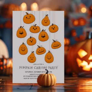 Invitation Cute Jack O'lantern Citrouille Carving Halloween