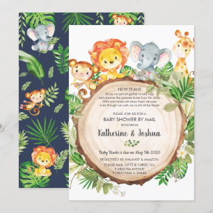 Invitation Cute Jungle Animaux Baby shower par Mail Greenery