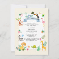 Cute Jungle Safari Animaux 1er anniversaire