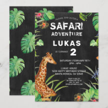 Cute Jungle Safari Giraffe Chalkboard Anniversaire