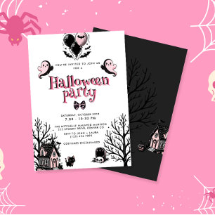 Invitation Cute Kawai Pink Halloween Party