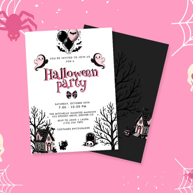 Invitation Cute Kawai Pink Halloween Party (Créateur téléchargé)