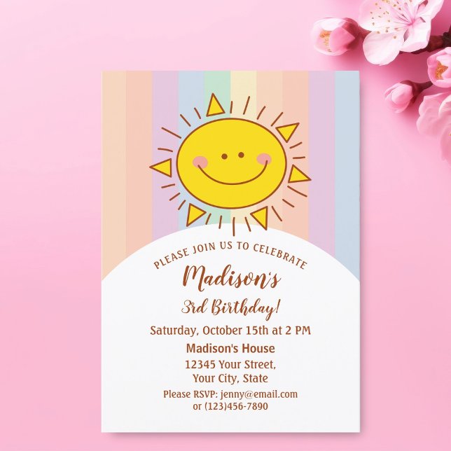 Invitation Cute Kawaii Little Rainbow Sunshine Anniversaire d (Créateur téléchargé)