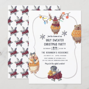 Invitation Cute Kawaii Ours Pull Ugly Noël Fête