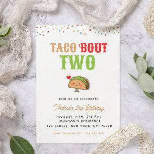 Invitation Cute Kawaii Taco Bout deux fête d'anniversaire pou