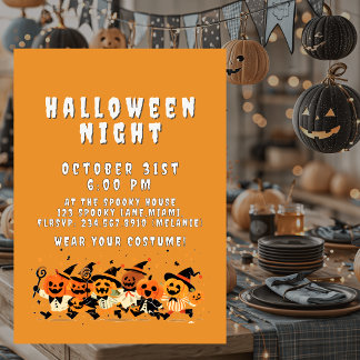 Invitation Cute Kids Halloween Night Party Custom