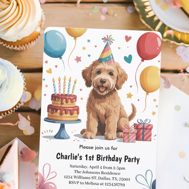 Invitation Cute Kids Puppy Chien 1ère fête d'anniversaire (Créateur téléchargé)