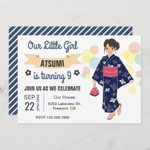 Invitation Cute Kimono Japonaise Fête d'anniversaire Invitati