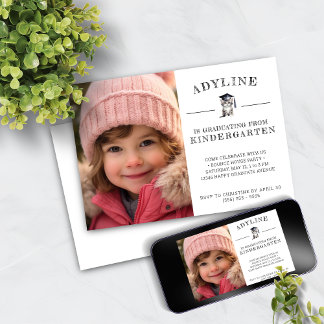 Invitation Cute Kitten Kindergarten Graduation