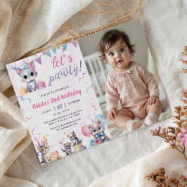 Invitation Cute Kitty Chat 2e fête d'anniversaire Photo