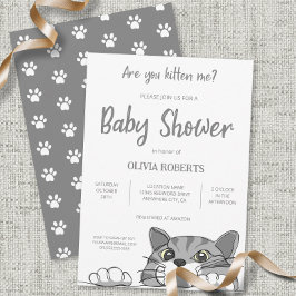 Invitation Cute Kitty Chat Baby shower Genre Neutre