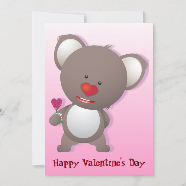 Invitation Cute Koala Bear Valentine Salutation (Devant)