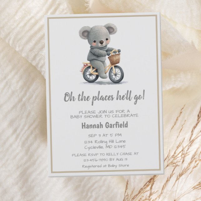 Invitation Cute Koala place où il va aller Baby shower (Créateur téléchargé)