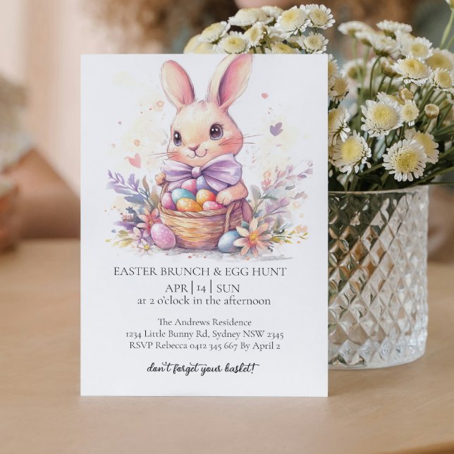 Invitation Cute lapin avec oeufs décoratifs et chasse aux oeu (Créateur téléchargé)