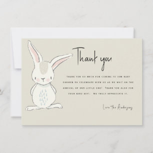 Invitation Cute lapin Baby shower beige Merci