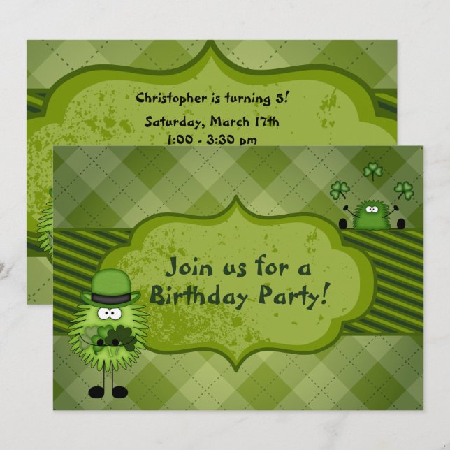 Invitation Cute Leprechauns Irish St Patrick's Day Anniversai (Devant / Derrière)