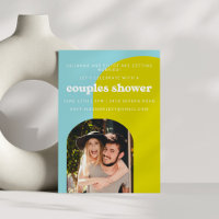 Cute Lime Bleu clair Retro Photo Couples Douche