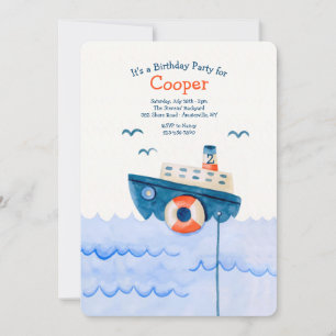 Invitation Cute Little Bateau fête d'anniversaire