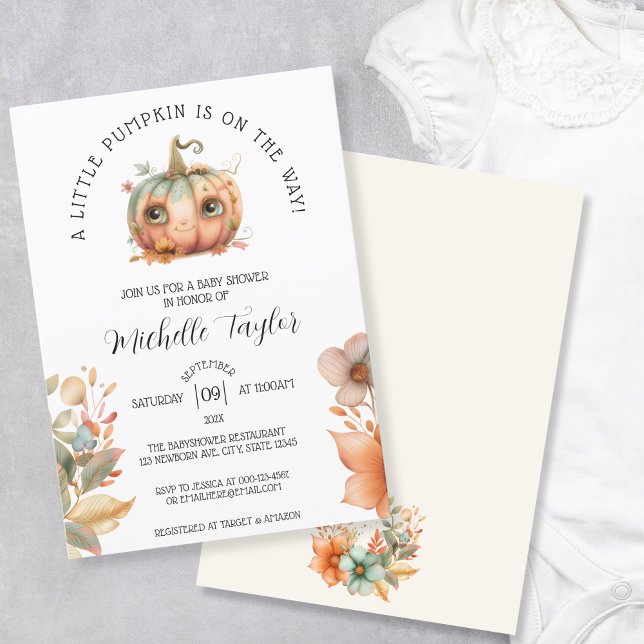 Invitation Cute Little Citrouille Automne Automne Automne Aut (cute kawaii pumpkin)