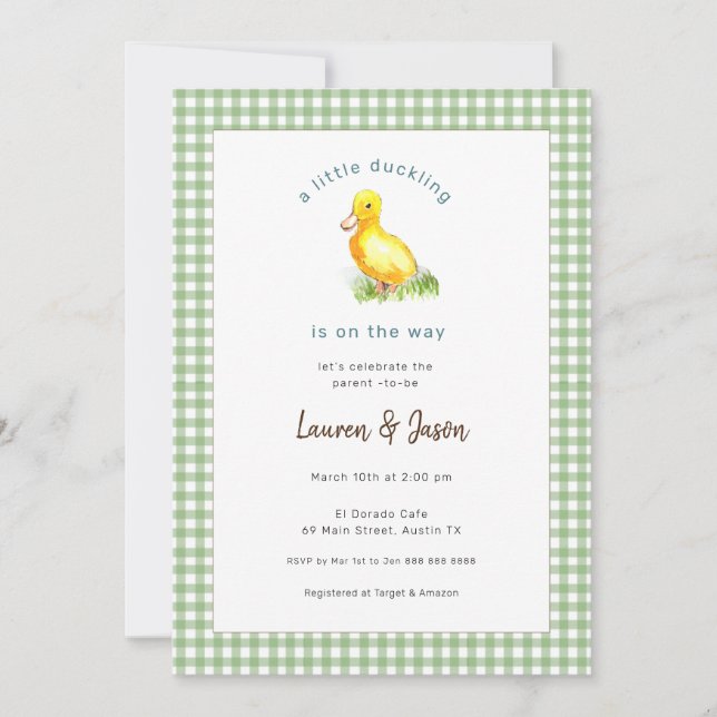 Invitation Cute Little duckling Baby shower rustique Invitati (Devant)