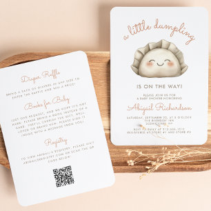Invitation Cute Little Dumpling QR Code Baby shower neutre