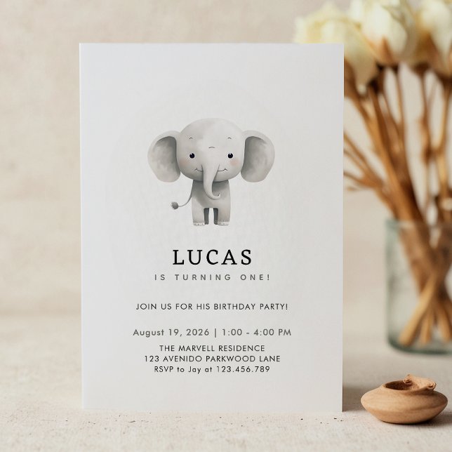 Invitation Cute Little Elephant 1er Anniversaire (Créateur téléchargé)
