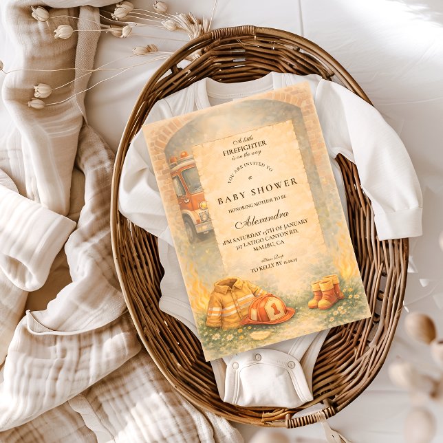 Invitation Cute Little Firefighter Baby Shower (Créateur téléchargé)