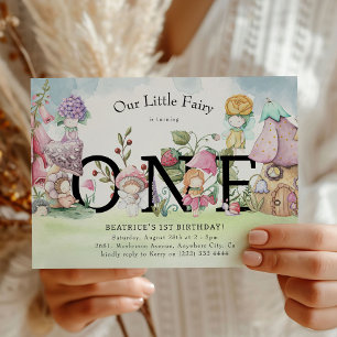 Invitation Cute Little Floral Fairies Filles 1er anniversaire