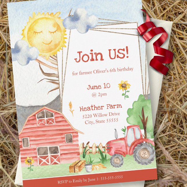 Invitation Cute Little Kids Farm fête d'anniversaire (Créateur téléchargé)
