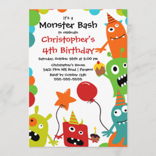 Invitation CUTE Little Monster Bash fête d'anniversaire