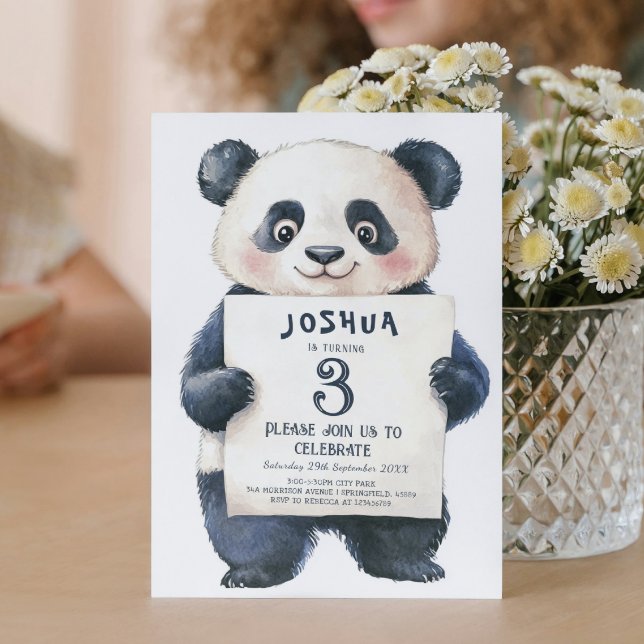 Invitation Cute Little Panda et Sign Anniversaire de enfant P (Créateur téléchargé)