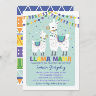 Invitation Cute Llama Baby shower Alpaca bébé Garçon Llama Ma