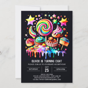 Invitation Cute Lollipop Wonderland Anniversaire