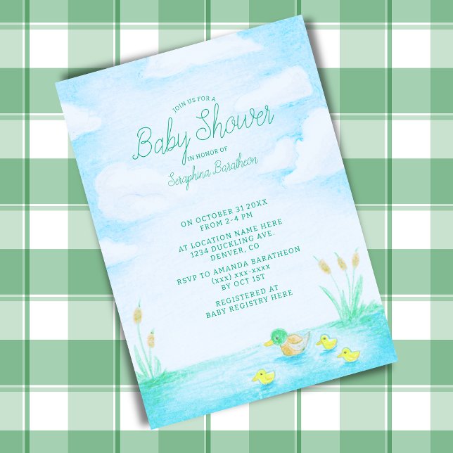 Invitation Cute Mallard Baby shower de canard (Créateur téléchargé)