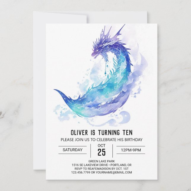 Invitation Cute Medieval Dragon Adventure Anniversaire (Devant)