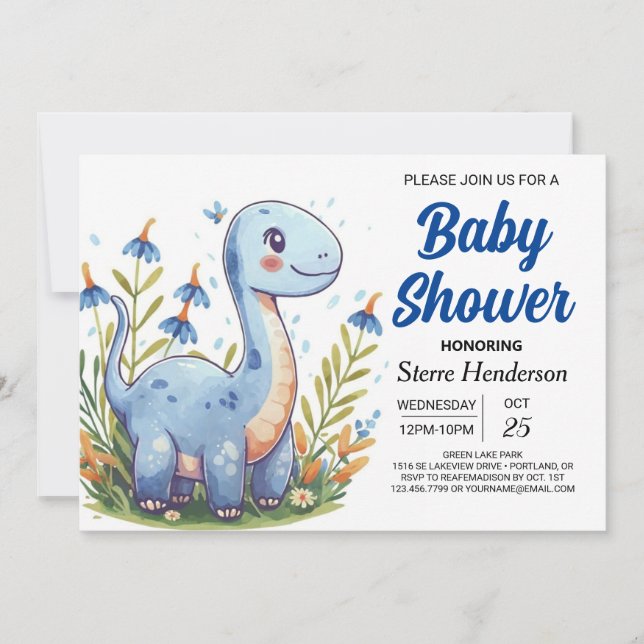 Invitation Cute Modern Magique Dinosaur Baby shower garçon (Devant)