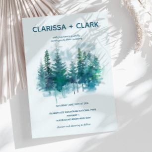 Invitation Cute Moderne Aquarelle Forrest Mariage Paysage