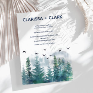 Invitation Cute Moderne Aquarelle Forrest Paysage Mariage I
