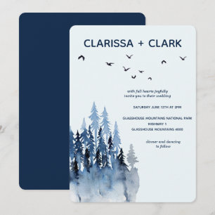 Invitation Cute moderne Aquarelle Mariage paysage de montagne
