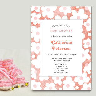 Invitation Cute Moderne Retro Rose Daisy Floral