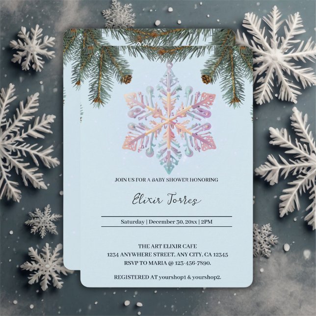 Invitation Cute Moderne Snowflakes hiver Baby shower mignon (Créateur téléchargé)