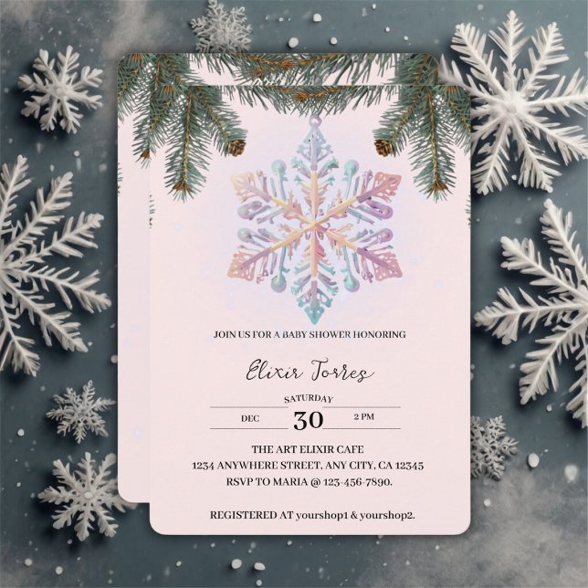 Invitation Cute Moderne Snowflakes hiver Baby shower mignon (Créateur téléchargé)