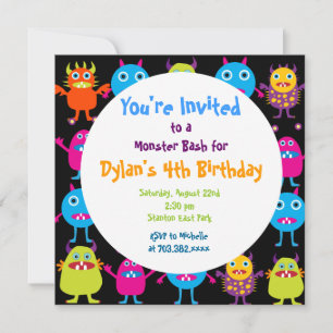 Invitation Cute Monster Birthday Party Templates