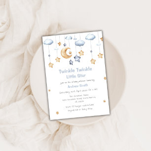 Invitation Cute Moon & Stars Twinkle Twinkle Baby shower