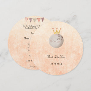 Invitation Cute Moon With Crown Baby Girl Card